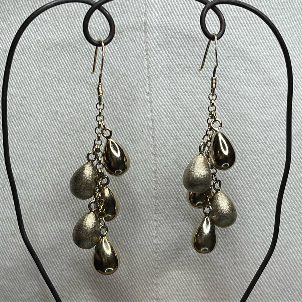 Vintage Sterling Silver Long Drop Teardrop Earrings